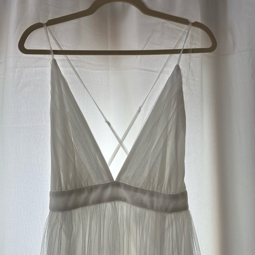 Western Veil White Bridal Slit Dress